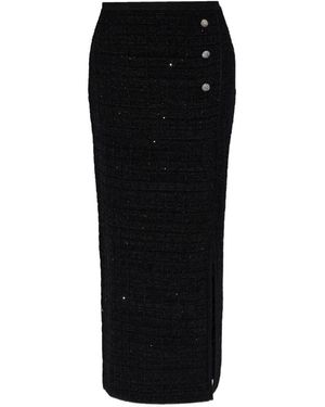 Alessandra Rich Sequin-Embellished Knitted Midi Skirt - Black