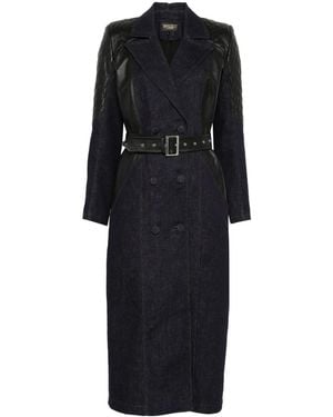 MITILIANE COUTURE Leather-Inserts Trench Cot - Black