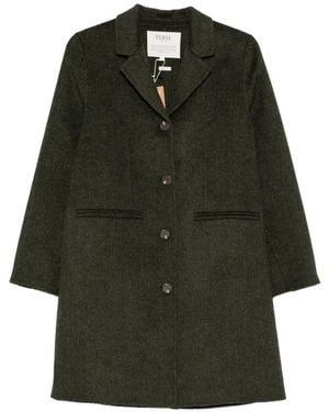Yerse Herringbone-Pattern Notch-Lapels Coat - Green