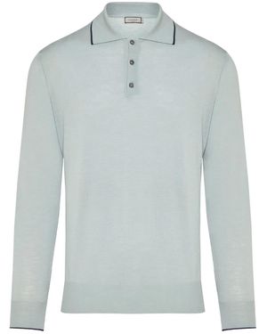 Canali Long Sleeve Polo Shirt - ブルー