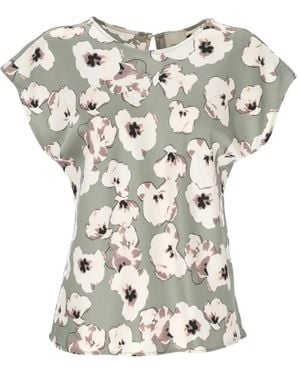 Calvin Klein Floral-Print Cap-Sleeve Top - White
