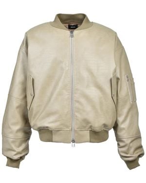 BREATH Crocodile-Effect Bomber Jacket - Natural