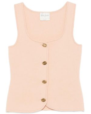 forte_forte Button-Up Knitted Vest - Pink