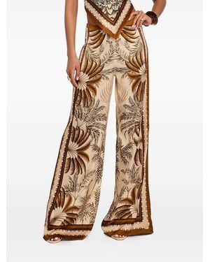 retroféte Sunny Palm-Print Palazzo Pants - Natural