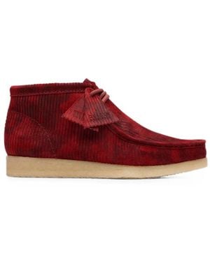 Clarks Wallabee Corduroy Desert Boots - Red