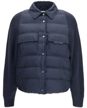 Brunello Cucinelli Monili-Chain Padded Jacket - Blue