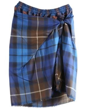 Vivienne Westwood Chippendale Tartan-Print Draped Skirt - Blue