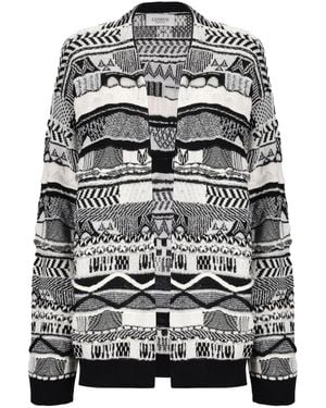 Laneus Cardigan Con Motivo Jacquard - Grigio