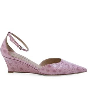 Notabene Crocodile-Effect Pointed-Toe Sandals - Pink
