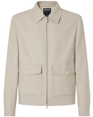 ZEGNA Patch-Pocket Blouson Jacket - White
