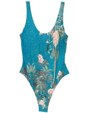 Mazzei Glitter-Effect Swimsuit - Blue