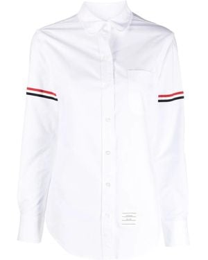 Thom Browne Striped-grosgrain Cotton Shirt - White