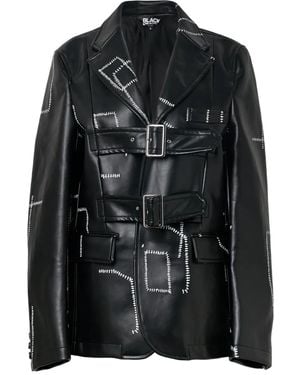 COMME DES GARÇON BLACK Leren Blazer Met Gestikt Detail - Zwart