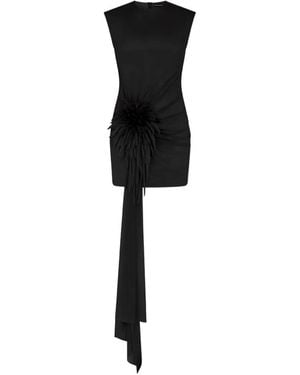 David Koma Vestido Con Aplique Floral - Negro