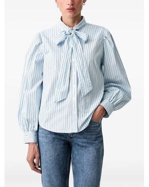 Levi's Judice Pussy-Bow Striped Shirt - Blue