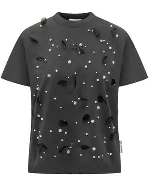 Des Phemmes Camiseta con detalle de plumas - Negro