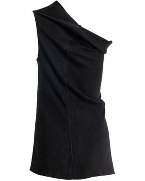 Rick Owens One-Shoulder Draped Top - Black