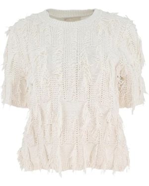 Ulla Johnson Fringed Knit Top - White