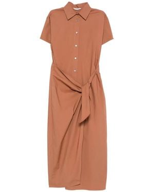 Caliban Robe Mi-Longue À Taille Nouée - Blanc