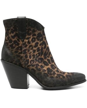 METISSE Leopard-Print Boots - Black