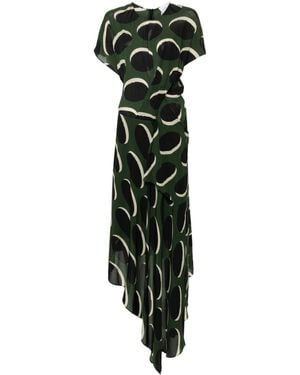 Colville Graphic-Print Draped Midi Dress - Green