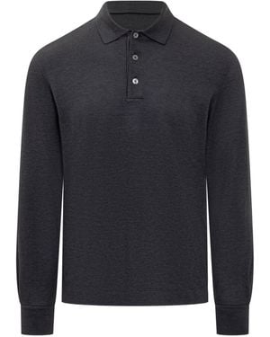 ZEGNA Long-sleeved Polo Shirt - ブルー