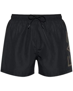 EA7 Bañador Con Logo Estampado - Negro