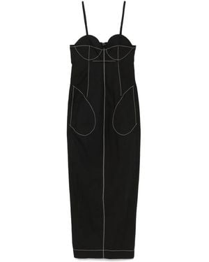 FEDERICO CINA Pinces Long Dress - Black