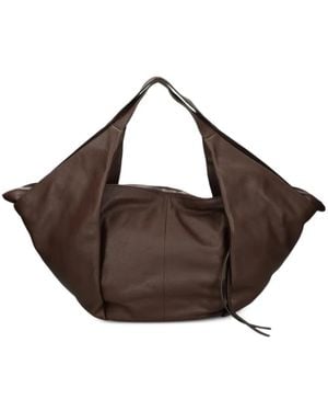 Vic Matié Grained Leather Tote Bag - Brown