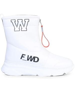 F_WD Logo-Print Zip-Front Boots - White