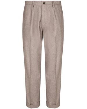 Dell'Oglio Pleated Turn-Up Trousers - Grey