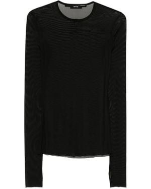 Isabel Benenato Semi-Sheer Top - Black