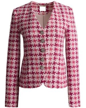 St. John Suzy Ritz-Tweed Long-Sleeve Jacket - Red
