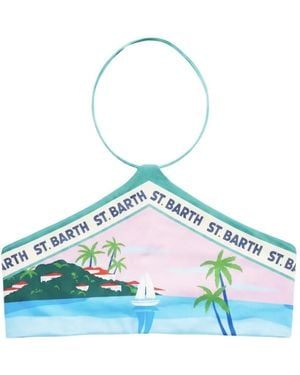 MC2 Saint Barth Graphic-Print Halterneck Bikini Top - Blue