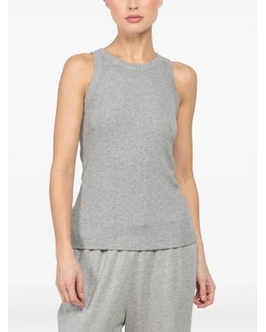 Velvet Crew-Neck Tank Top - Grey