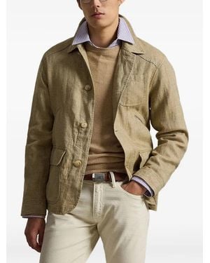 Polo Ralph Lauren Herringbone-Weave Button-Up Jacket - Natural