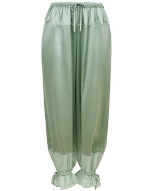 Ulla Johnson Camile Balloon-Leg Silk-Satin Pants - Green
