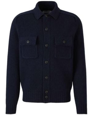 Gran Sasso Knitted Flap-Pocket Cardigan - Blue
