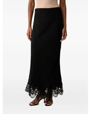 Bardot Elisan Lace-Trim Satin-Finish Maxi Skirt - Black
