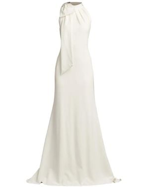 Tadashi Shoji Bow-Detail Halterneck Maxi Dress - White