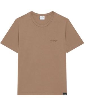 Courreges Logo-Embroidered Short-Sleeve T-Shirt - Natural