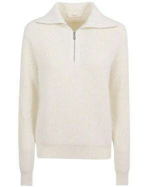 Zanone Ribbed-Knit Quarter-Zip Sweater - White