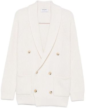 Gran Sasso Double-Breasted Ribbed-Knit Cardigan - White