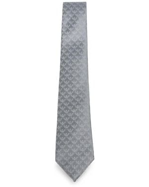 Emporio Armani Logo-Pattern Tie - White