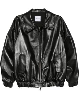 Cassell Lederjacke Mit Stehkragen - Schwarz