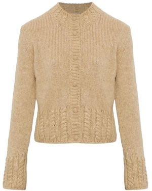 Moncler Cable-Knit-Detail Cardigan - White