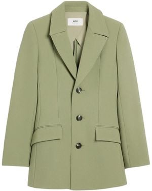 Ami Paris Single-Breasted Wool Jacket - Green