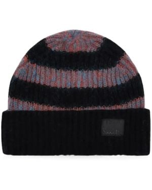 Paul Smith Striped Mohair-Blend Beanie Hat - Black