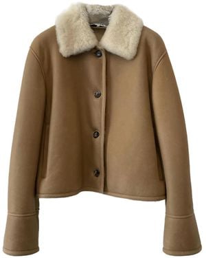 Loewe Shearling-Collared Buttoned Jacket - Brown