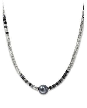 John Hardy Sterling- Heishi Onyx And Pearl Necklace - Metallic